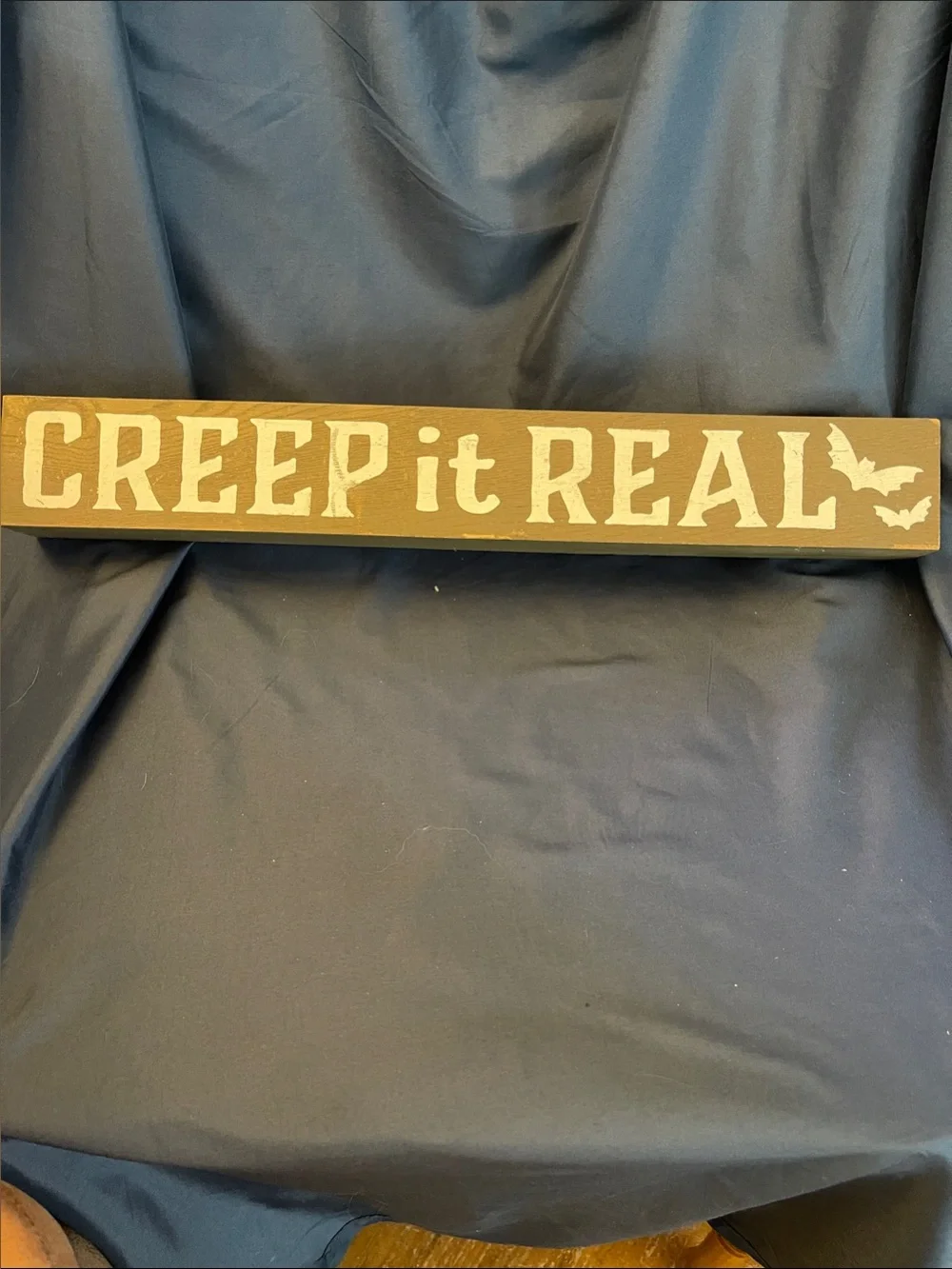 CREEP it REAL Wooden Halloween Wall Sign - Brown & Cream